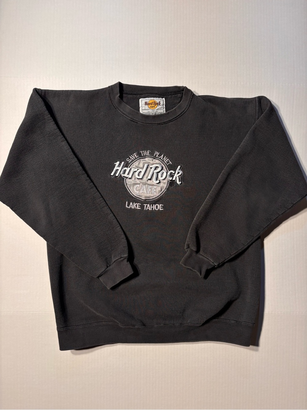 Vtg Hard Rock Cafe Save The Planet Lake Tahoe 90’s USA Faded Sweatshirt Large